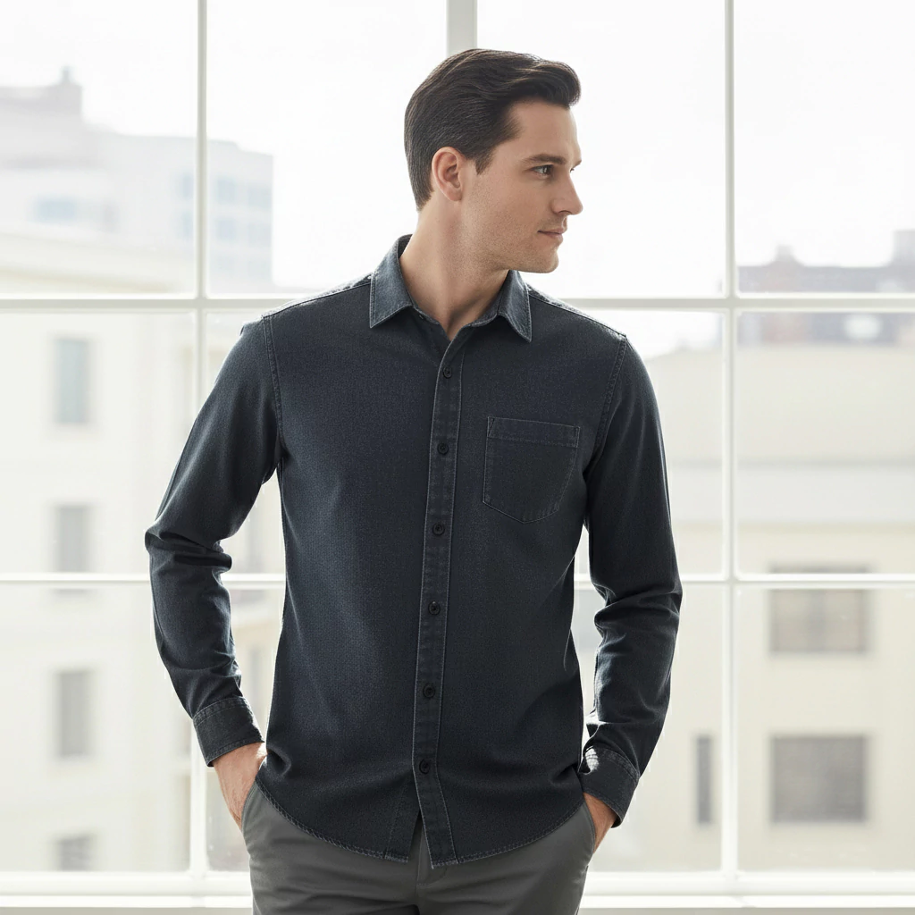پیراهن مردانه لی ذغالسنگی - Image 3
