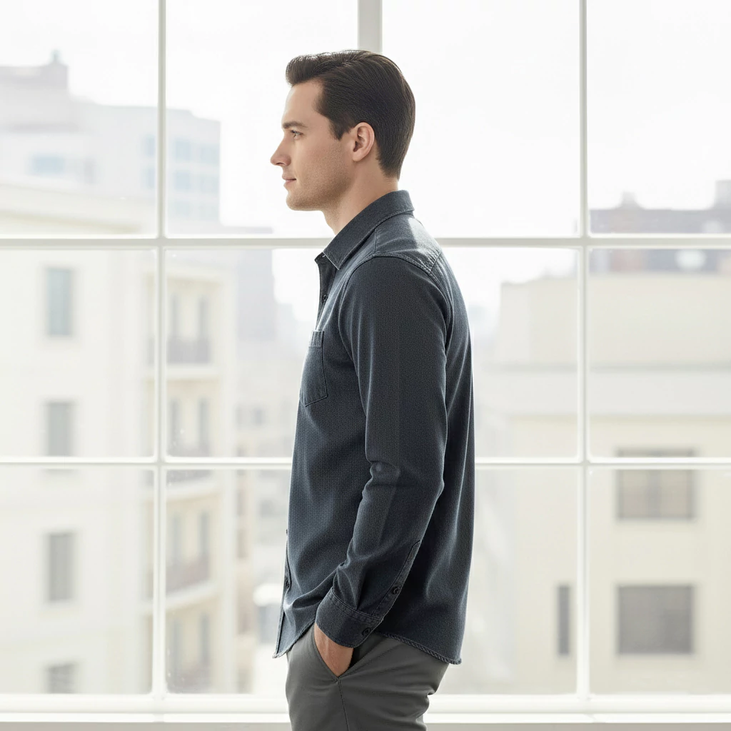 پیراهن مردانه لی ذغالسنگی - Image 4