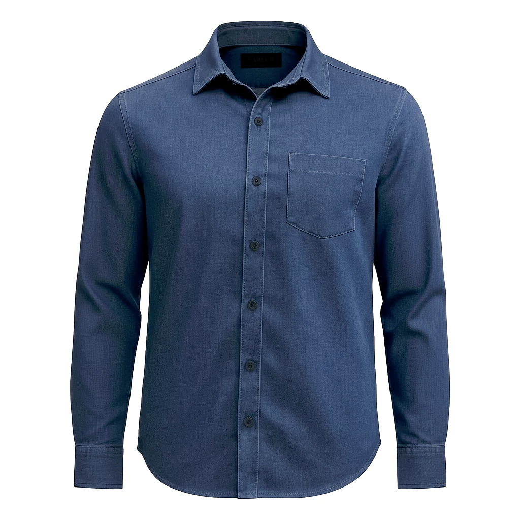 پیراهن مردانه لی آبی کاربنی آستین کوتاه